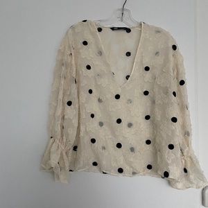 Lace polka dot shirt